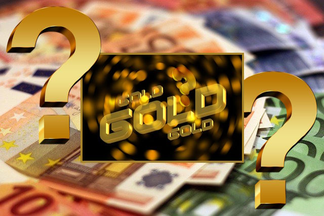 Eurogeldscheine, Gold mit Fragezeichen