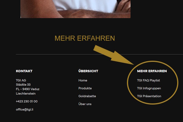 TGI Partner-Website mit markiertem Ausschnitt 'Mehr erfahren'
