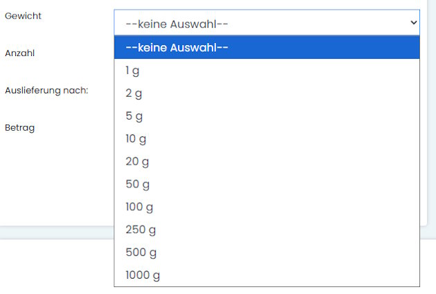 TGI Kundenkonto Stückelung für Auswahl Gewicht der Goldbarren