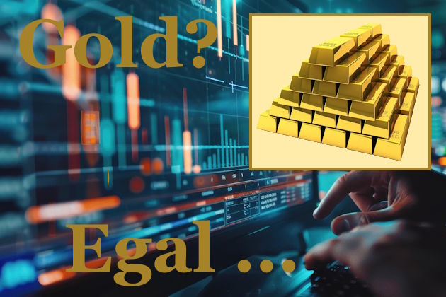 PC Monitor mit Finanzchart Gold