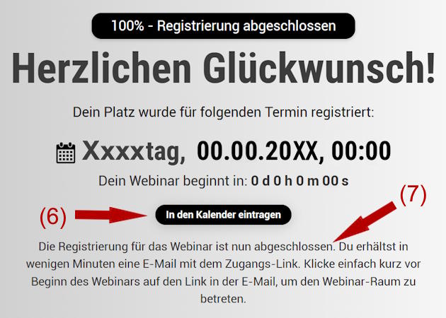 Anleitung "Anmeldung Video-Präsentation". Registrierung abgeschlossen